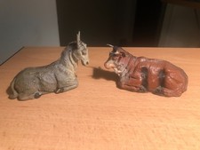 Statuine  Presepe - CONFALONIERI CHIALU - Bue + Asino in pasta