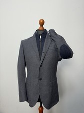 Giacca blazer uomo Lebole 3 btn lana nylon check toppa gomito IT48 US38 p2p 21,1