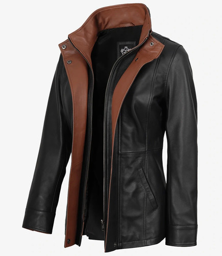 Giacca donna pelle collo alto