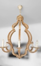 Grande Lampadario Shabby in Legno anticato 