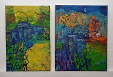 Dipinto Quadro Paesaggio Astratto Olio Tela 