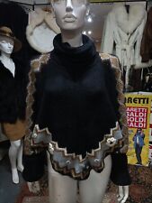 Poncho Maglione Nero Marrone