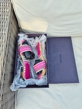 Sandali zoccoli Prada rosa tacco a gattino 38,5