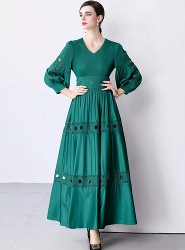 Vestito lungo verde - vestito, scuro