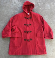 Parka soprabito vintage anni 80 donna 18 rosso spesso lana pesante con cappuccio pescatore anello USA