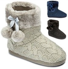 STIVALI DA DONNA INDOOR STIVALETTI CALDI ALLA CAVIGLIA INVERNALI DONNA POM PANTOFOLE IN MAGLIA TG.