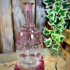 Petite bouteille flacon en verre émaillé et dégradé de rose Legras Art Nouveau