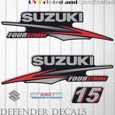 Kit adesivi decalcomania motore fuoribordo Suzuki 15HP quattro tempi riproduzione 15 HP