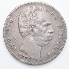 ITALIA Umberto I - 5 Lire 1879 - Argento Silver