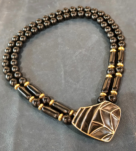Collana girocollo nera vintage - collana,