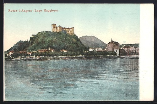 Cartolina rocca angera lago - cartolina, d'angera