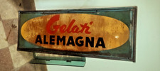 LATTA INSEGNA "GELATI ALEMAGNA" 150X55 - BIFACCIALE - USATA DELL'EPOCA
