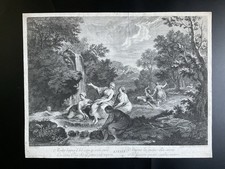 Gravure Numérotée 18th XVIIIème Allégorie de l’été VOLPATO / Zuccarelli / Diane