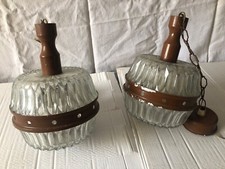 2 pezzi  Lampadario vintage da soffitto anni 6070 ferro e vetro
