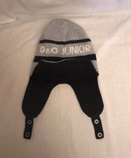 Set Sciarpa Cappello da neonato, D&G Junior, 6/24 mesi, colore blu/Grigio