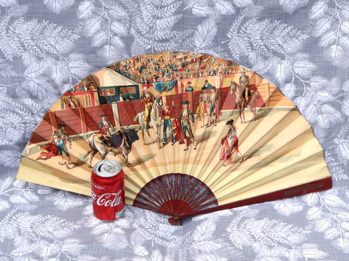 C1850 spanish paper hand fan - c1850,