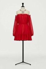 Abito rosso spalle fredde Giambattista Valli H&M taglia 12 UK NUOVO CON ETICHETTE