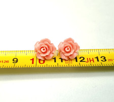 Orecchini donna roselline corallo rosa perno argento bianco 925 fatto in Italia