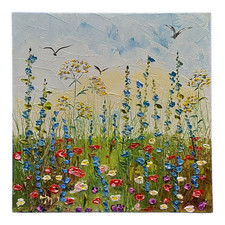 Fiori selvatici papaveri dipinto olio originale 3D arte semi-astratta fatta a mano arte da parete