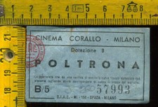 Biglietto Teatro Cinema CORALLO Milano Poltrona j 260