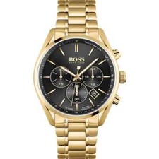 Orologio Uomo HUGO BOSS HB1513848 Champion Oro Crono Quadrante Nero 44mm