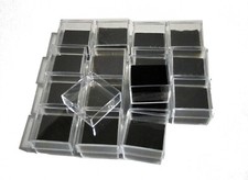 16 scatoline plastica trasparenti con feltrino nero 2,8x2,8x1,9 gioielli gemme