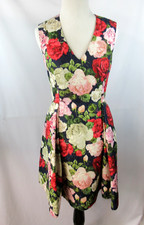 Abito smanicato BLUGIRL BLUMARINE rose broccato A-Line scatola pieghe I 40/D 34