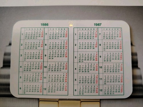 Calendario rolex 1986 1987 - rolex, 1986-1987
