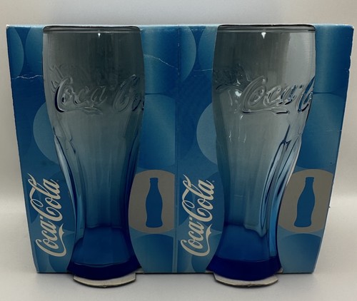 Mcdonalds blue coca cola glass - mcdonalds,