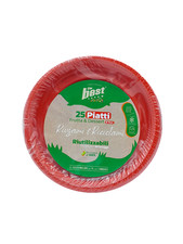 25 PIATTI PLASTICA ROSSO