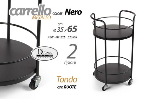 Carrello metallo nero - tondo, 2