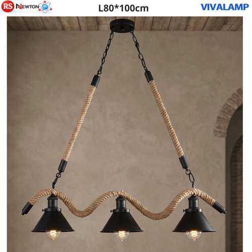 Lampadario corda canapa stile - lampadario,