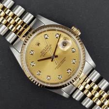 Rolex Datejust 36mm 16233 Big Diamond Very Good conditionn steel and Gold X376