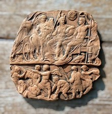 TRIONFO DI CESARE TERRACOTTA FRAMMENTO DA APPENDERE MURARE 17x17 cm circa
