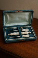 Antico Cofanetto Da Cucito Vittoriano Da Dote Madreperla Francese