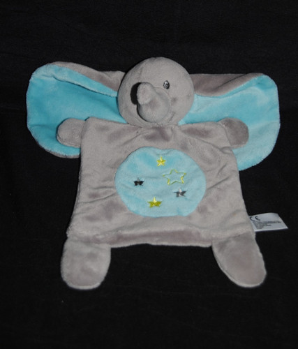 Doudou plat éléphant gris
