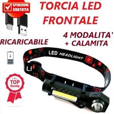 LAMPADA FRONTALE 2 LED COB PILE RICARICABILE AUTO TORCIA DA TESTA SPORT PESCA