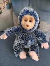 Vintage Peluche Scimmietta Scimmia Bianca Blu ( tipo Little Monkey Lost )