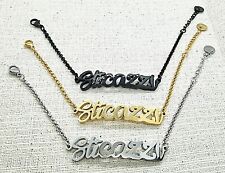 Bracciale sticazzi da donna in acciaio inox braccialetto uomo a maglia scritta