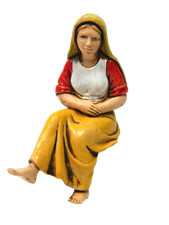 Pastore Donna Seduta Vestito Giallo Landi Moranduzzo Cm 10 - Pastori Presepe