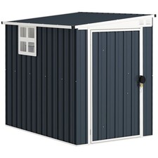 Outsunny Casetta da Giardino in Acciaio 1.2x1.9 m con Porta Bloccabile Grigio