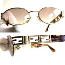 occhiali da sole FENDI sunglasses FS176 brown gold monogram logo arm vintage 90s