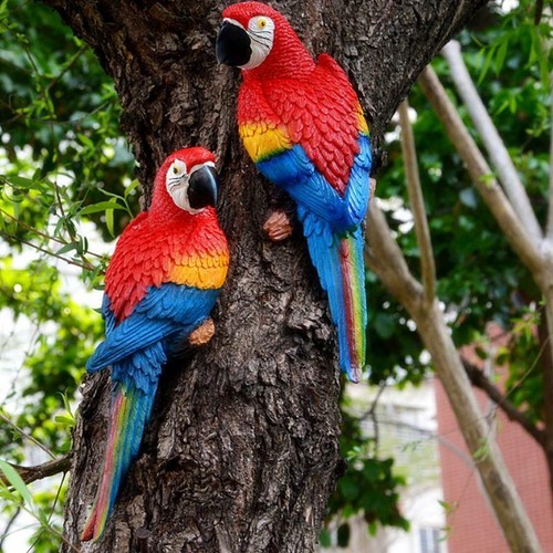 Scultura pappagalli uccellini