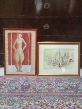 Fenaroli Lanfranco N. 2 Acquarelli con cornice Nudo 50 X 35 Natura Morta 37 x 47