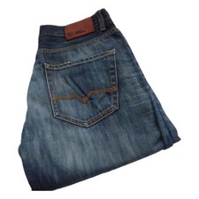 Jeans Hugo Boss arancione 25 vestibilità regolare vita 33 gamba 32 W33 L32 bottoni mosca (Q6864)
