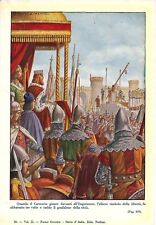 Stampa antica FEDERICO BARBAROSSA A LODI DAVANTI AL CARROCCIO 1930 Antique print