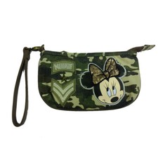 MINNIE beauty porta oggetti in stoffa camouflage vintage con zip 22x12,5 cm