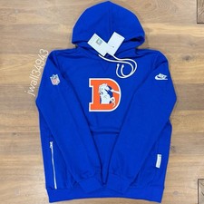 Felpa con cappuccio AUTENTICA Nike Denver Broncos NFL Sideline edizione standard 1977 Throwback