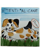 Mattonella ornamentale in ceramica attenti al cane da parete dipinta a mano ma22