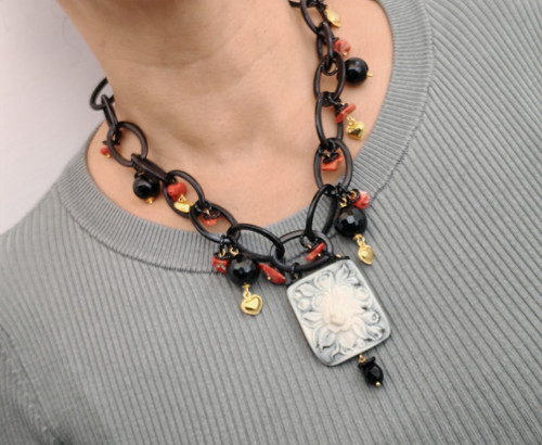 Collana donna catena corallo